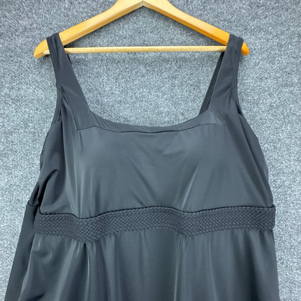 Swimsuits For All Black One Piece Swimdress Size 24 Empire‎ Square Neck - Picture 2 of 10